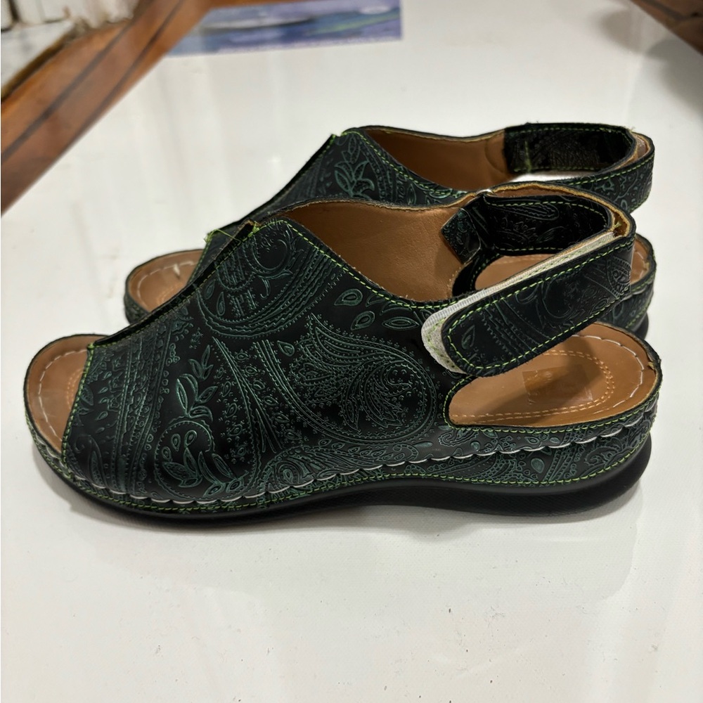 Green and black sandal
